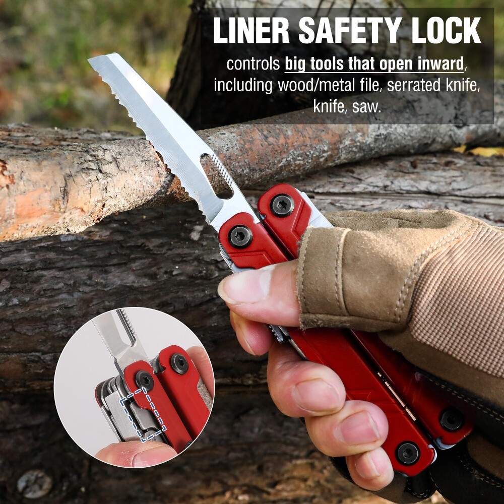 WORKPRO 18-in-1 Folding Multitool Pliers Stainless Steel Multi Tool Pocket Knife