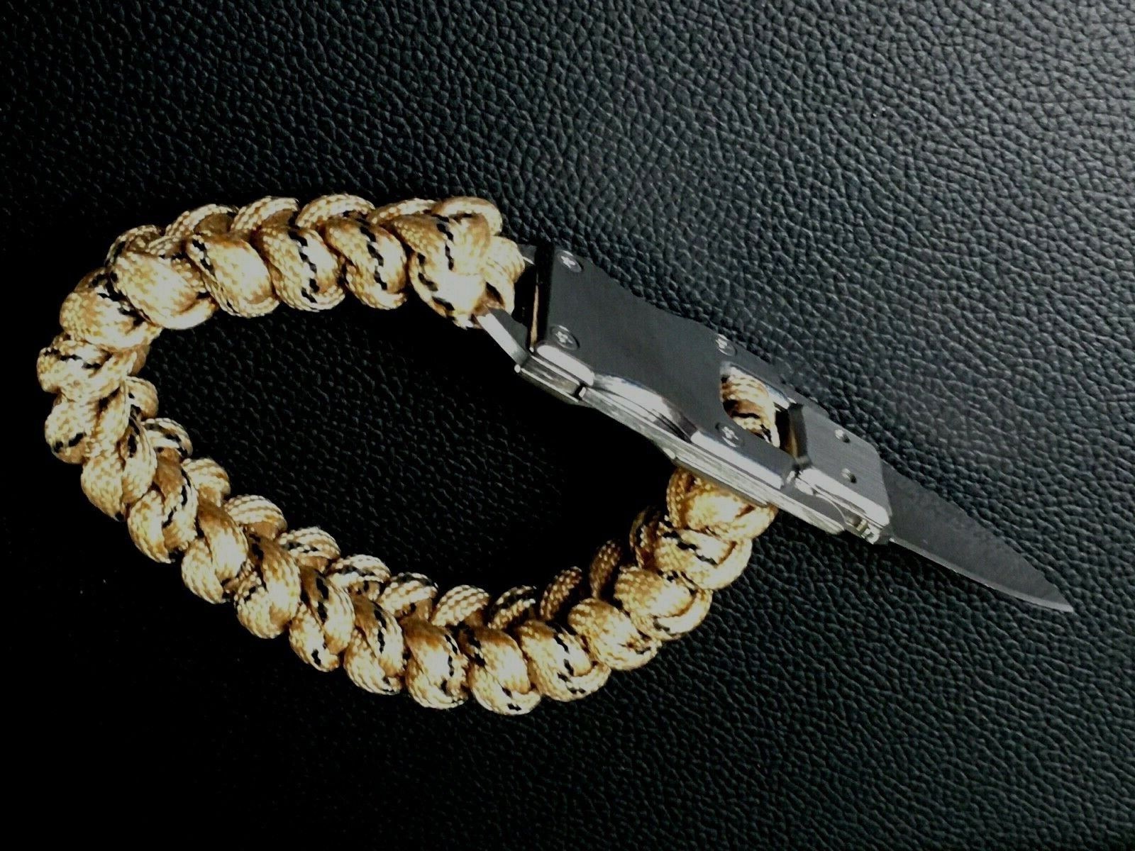 Paracord Emergency Tactical EDC Survival Knife Bracelet, Tan & Black BR8 New