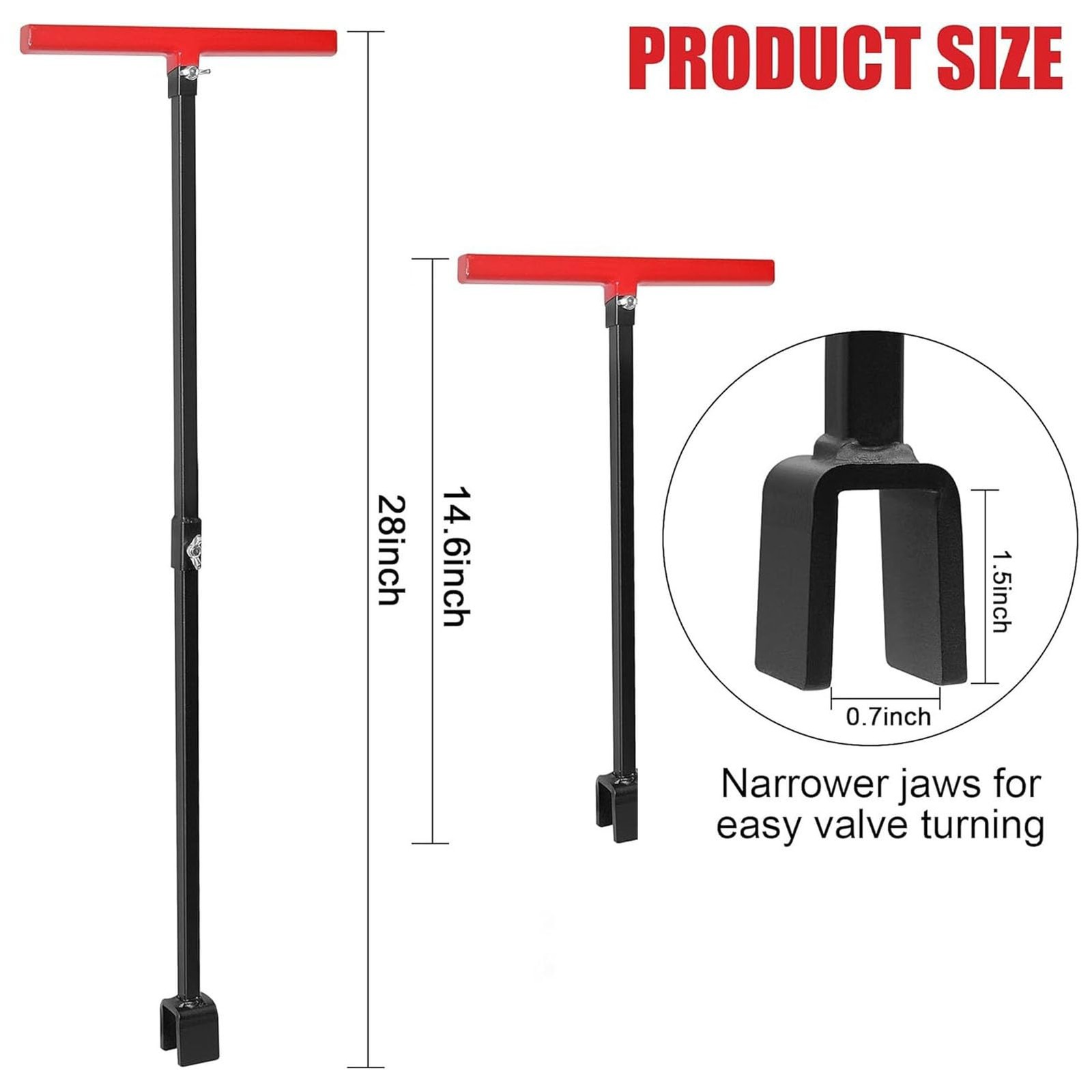 Carbon Steel Water Meter Key T Handle 4 Way Sillcock Wrench Shut Off Tool