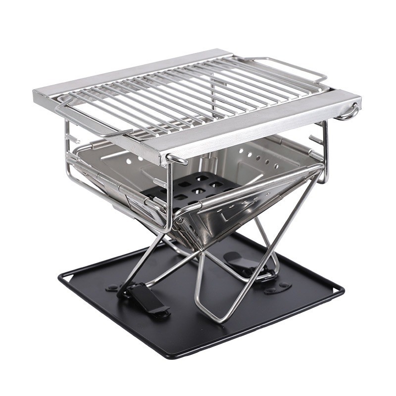 Outdoor folding barbecue grill stainless steel portable multifunctional grill