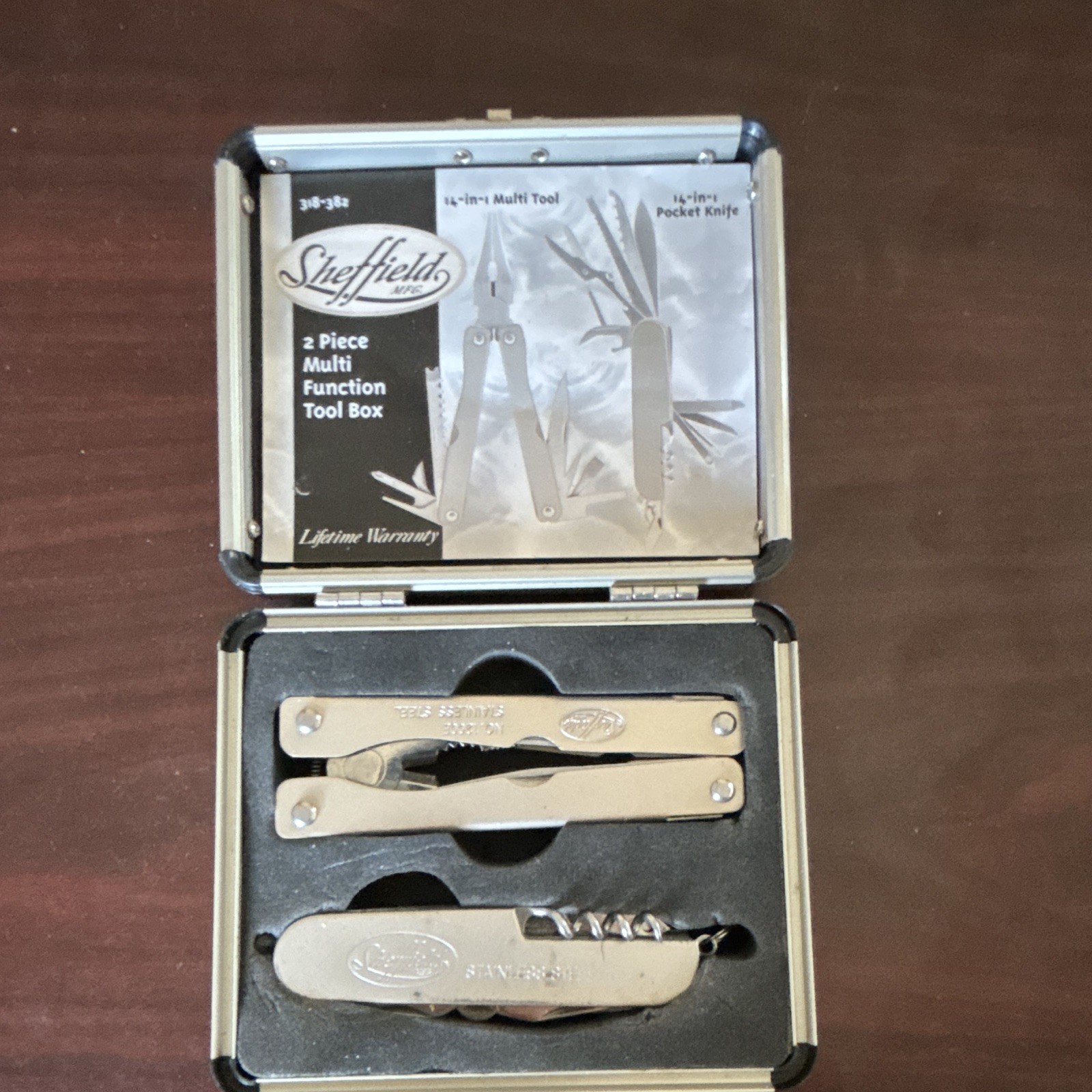 Sheffield 318-382 2pc 14-in-1 Multi-Tool & Pocket Knife Set, SS