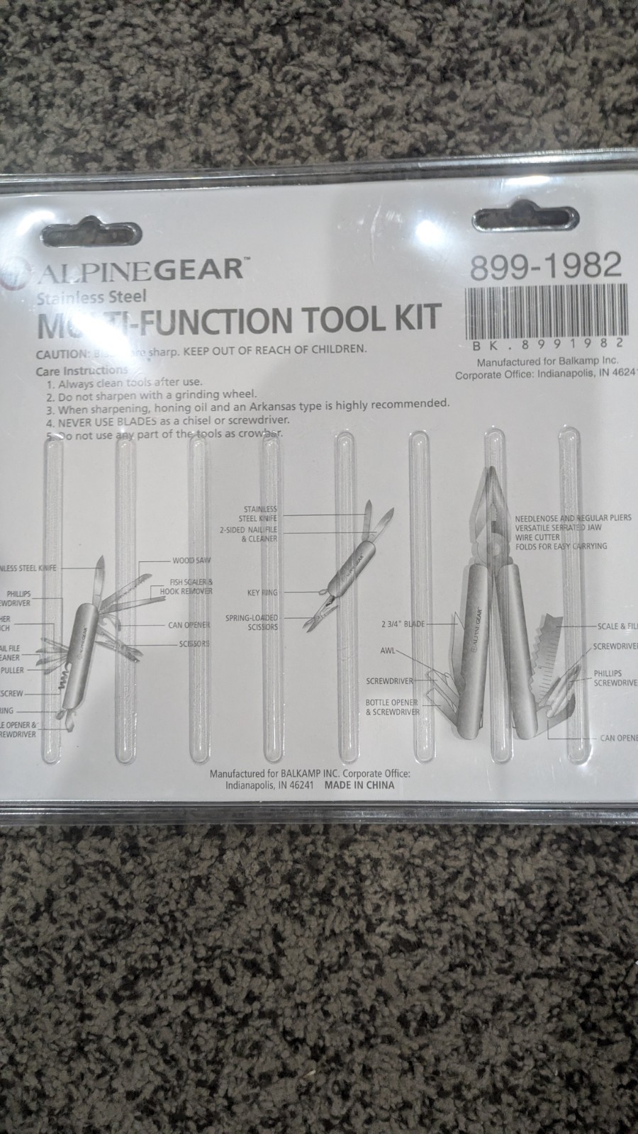 Alpine Gear Stainless Steel Multi Function Tool Kit 899-1982