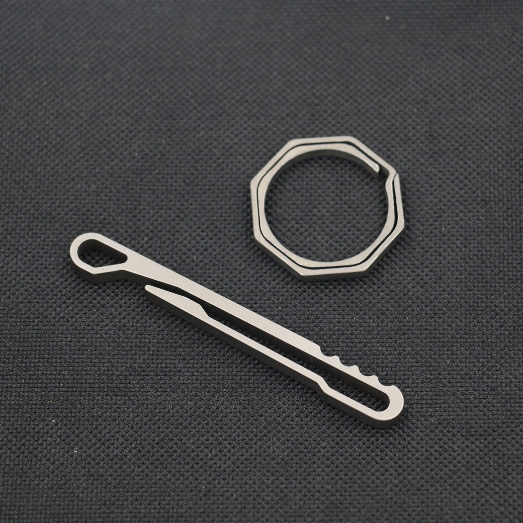 EDC Titanium TC4 Key Chain + Key Ring Belt Clip Molle Pecket Outdoor Tool KCR-8