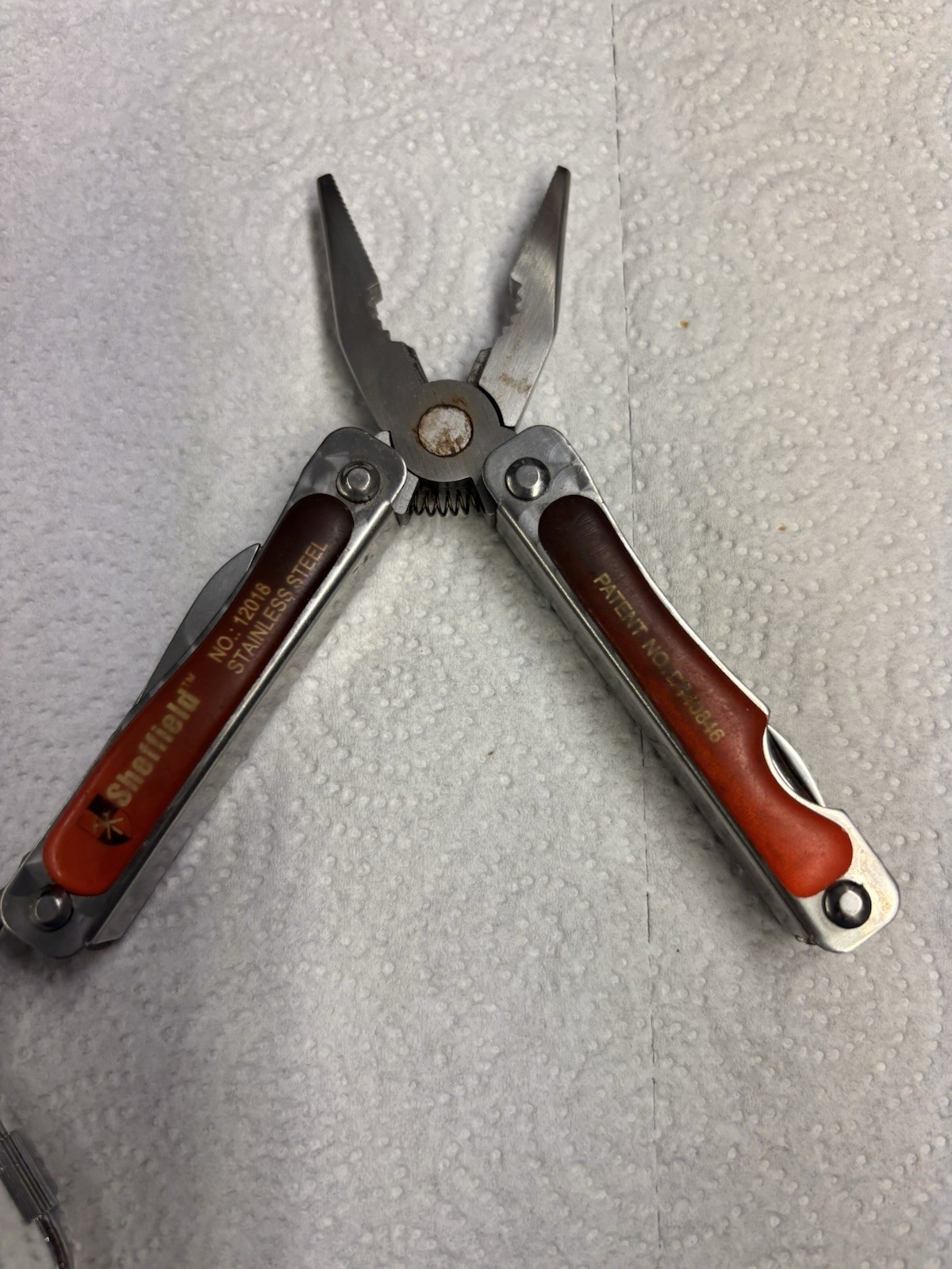 Sheffield 12018 Stainless Steel 8-in-1 Multi-Tool Pliers Knife Scissors Lanyard