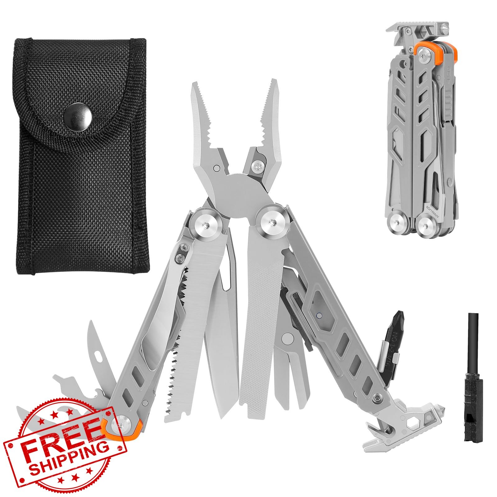 HANSHI Multitool Pliers 22-in-1 YG10 Tungsten Steel Silver