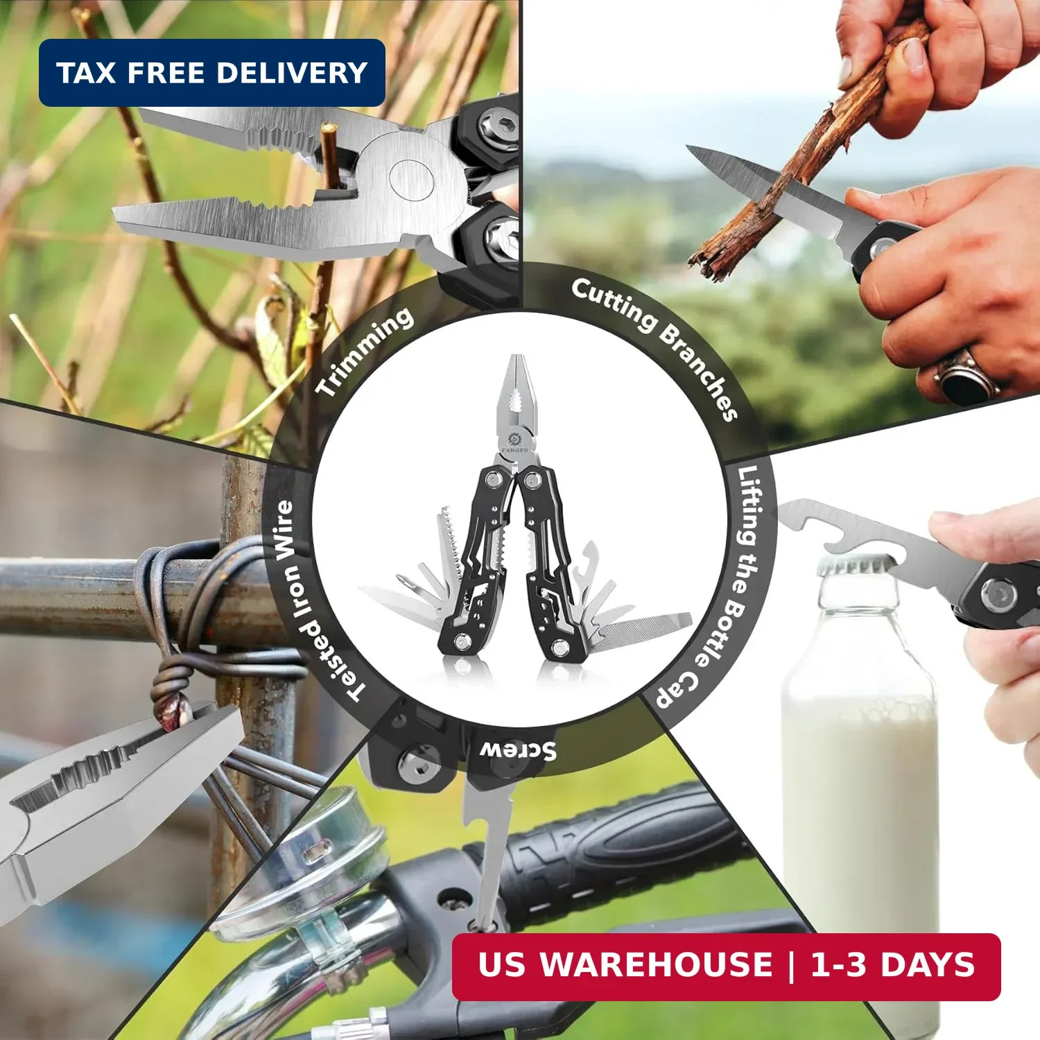 14-In-1 Multitool with Safety Locking, Professional Stainless Steel Multitool Pl