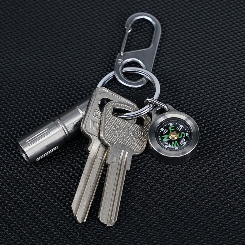 Mini Titanium Keychain Compass for Outdoor Camping Travel EDC Necklace Pendant