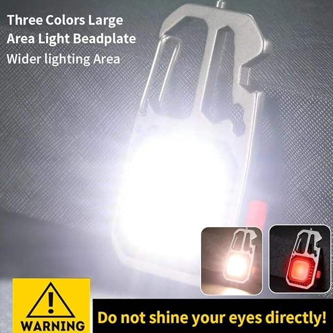Cob Keychain Work Rechargeable Flashlight 7 Modes,Magnet Camping, Fishing,repair
