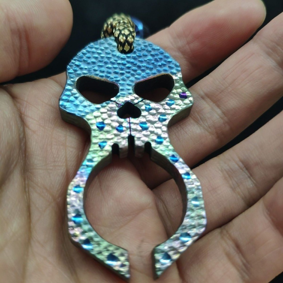 Titanium Alloy EDC Multi Tool Emergency Window Breaker Skull Pendant Necklace