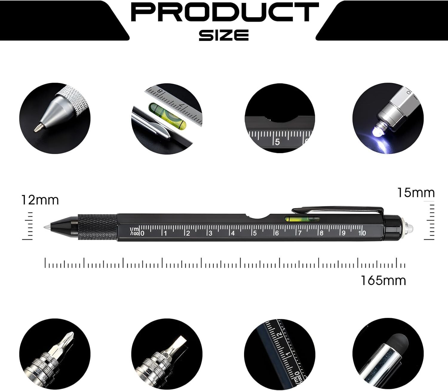 Dad Gifts for Fathers Day, 9 in 1 Multitool Pen Father’s Day Gifts from Black