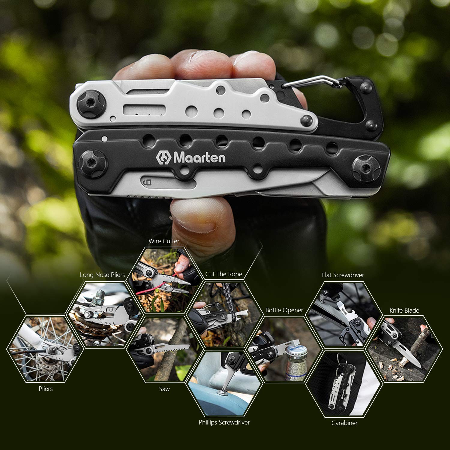 Multi-Function Pliers, 11 in 1 Small Carabiner Multitool Tool, Foldable …