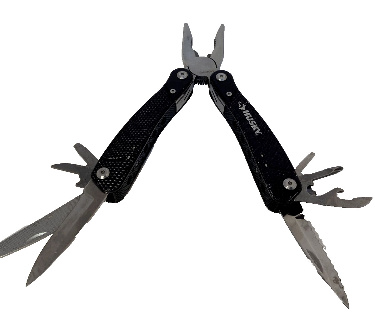 Husky 10 in 1 Folding Pocket Multi Tool Kit Stainless Pliers Knife File – Black