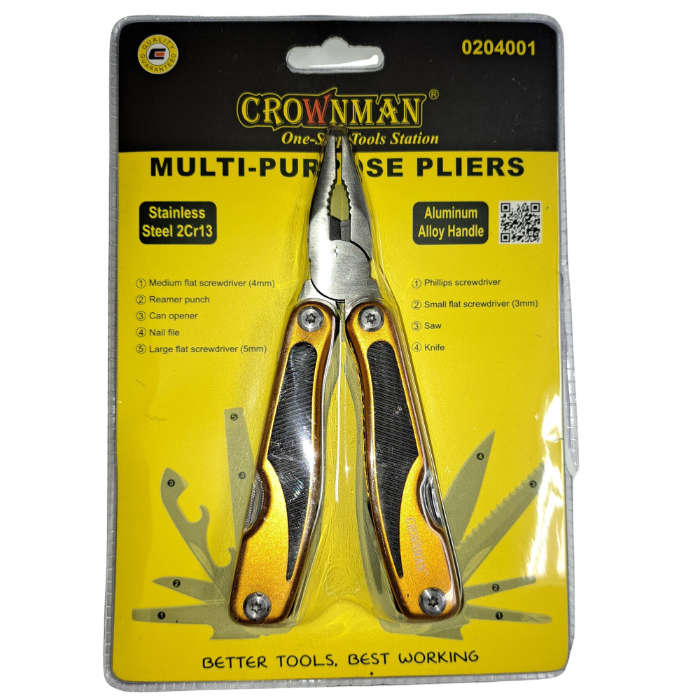 Crownman Stainless Steel Multi-Purpose Pliers, 13-in-1 Functions