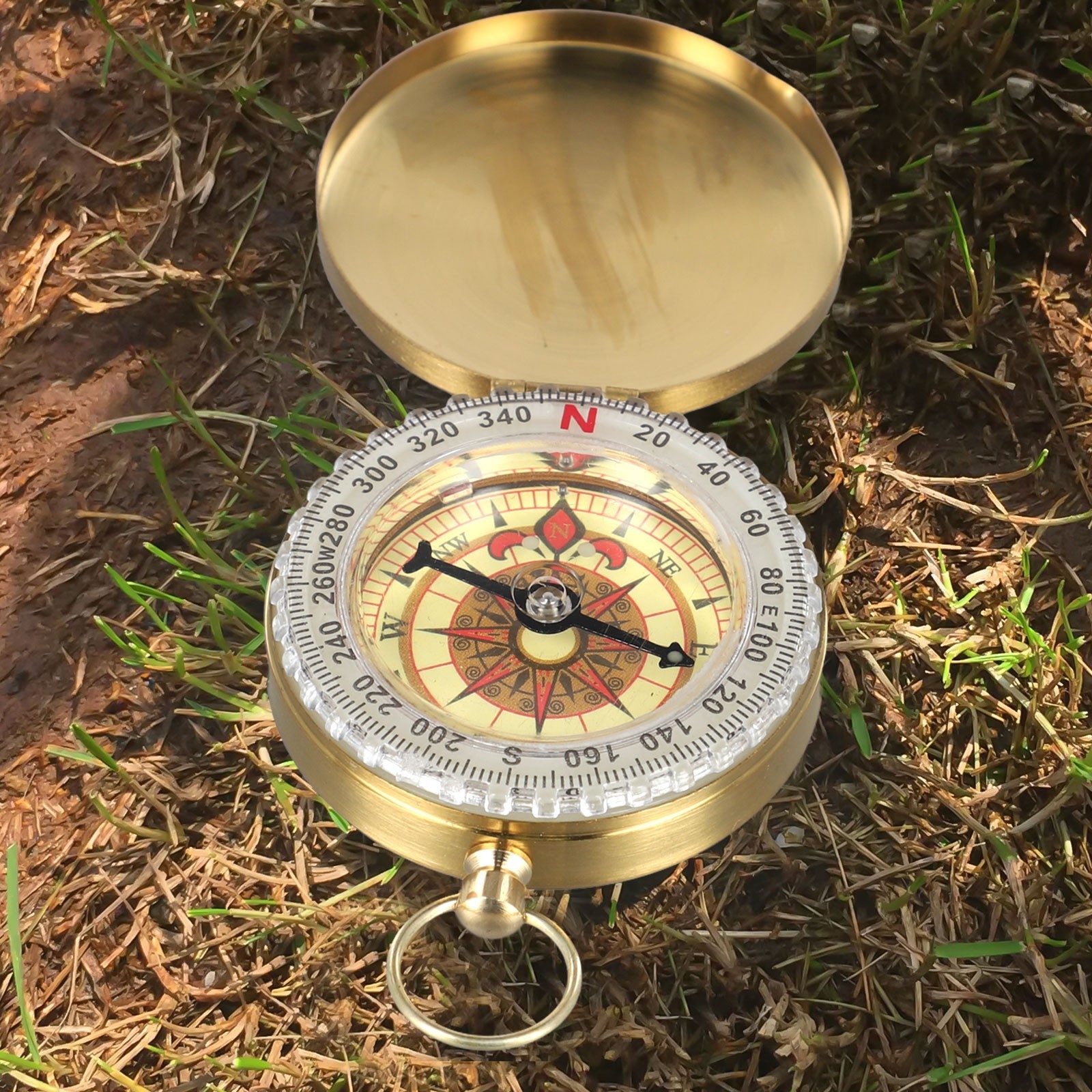 Hiking Pocket Brass Golden for Compass Portable Noctilucent for Compass
