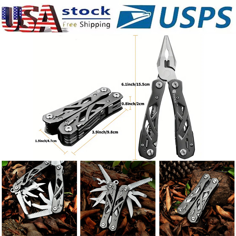 12 In 1 Pocket Knife Multi EDC Plier Multitool Needle Nose Pliers Wire Cutter