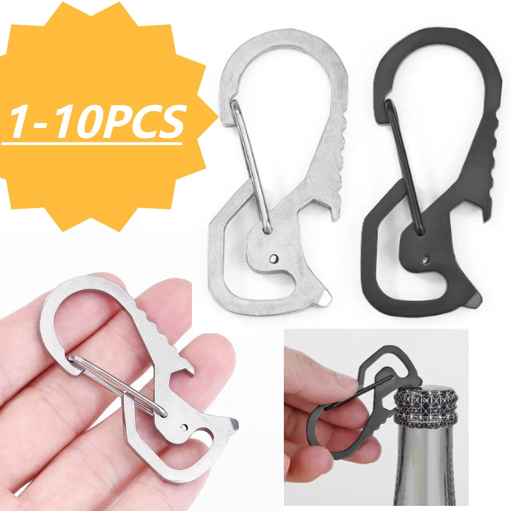 Keyring Bottle Opener Stainless Steel Pocket Keychain Carabiner Multifunctional