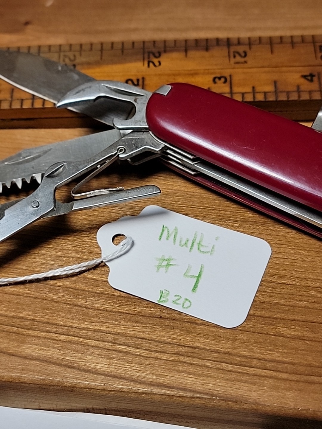 Red Multi Tool Gold Emblem Camp Hunt Work Pocket Knife