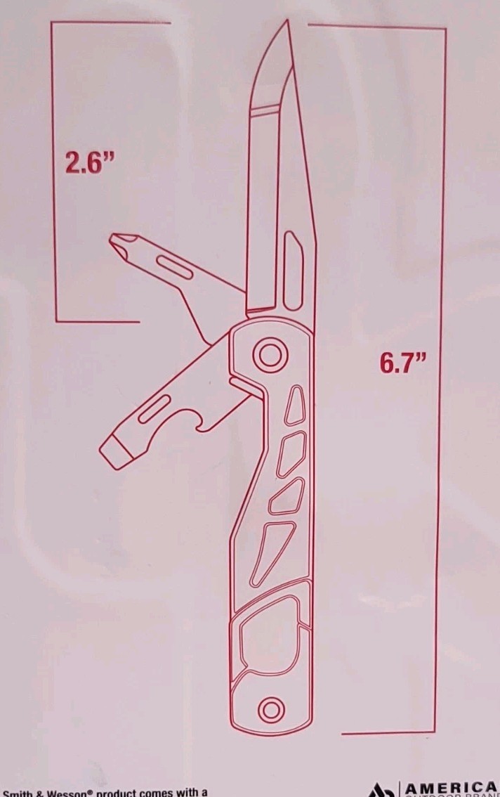 NEW Smith & Wesson Multi Tool Knife & Flashlight Stainless Screwdriver Carabiner