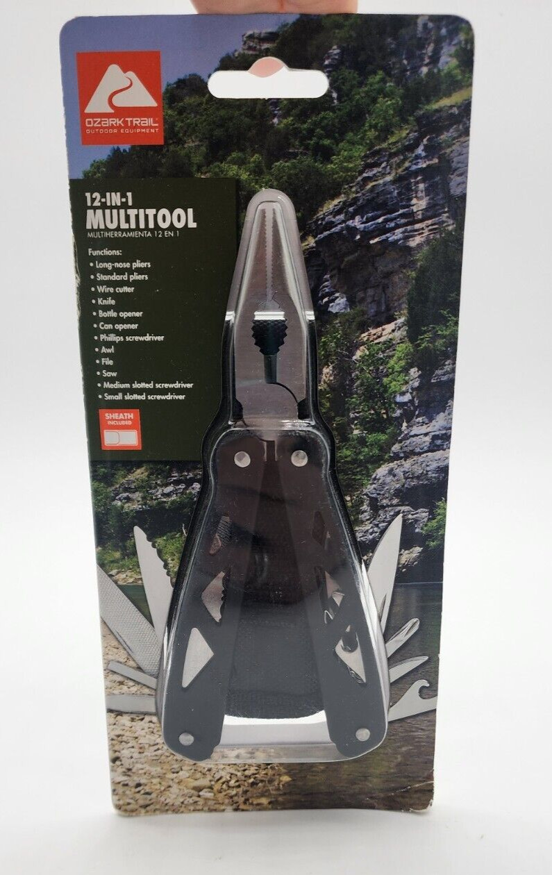 Ozark Trail 12-In-1 Multi Tool Outdoor Equipment includes Sheath Black
