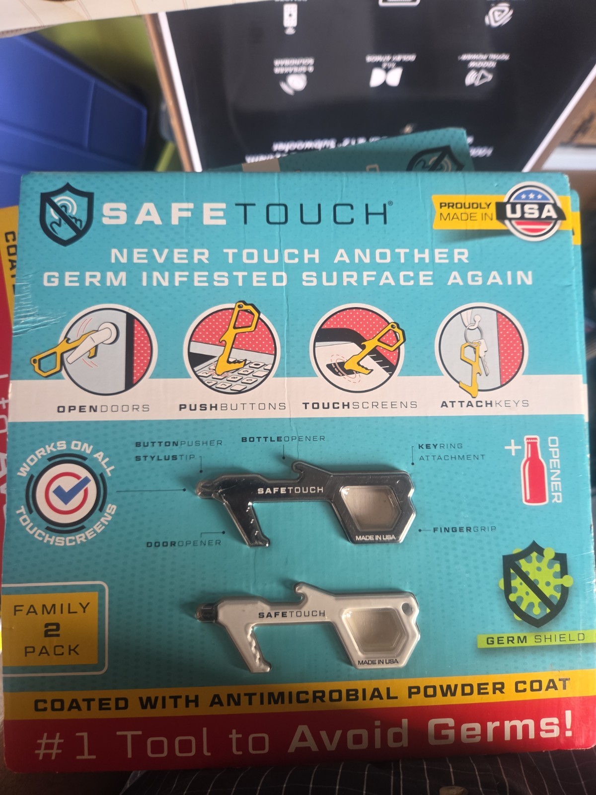 SafeTouch Hygiene Multi-Tool Works on Touch Screen Made in USA (2 Pack)