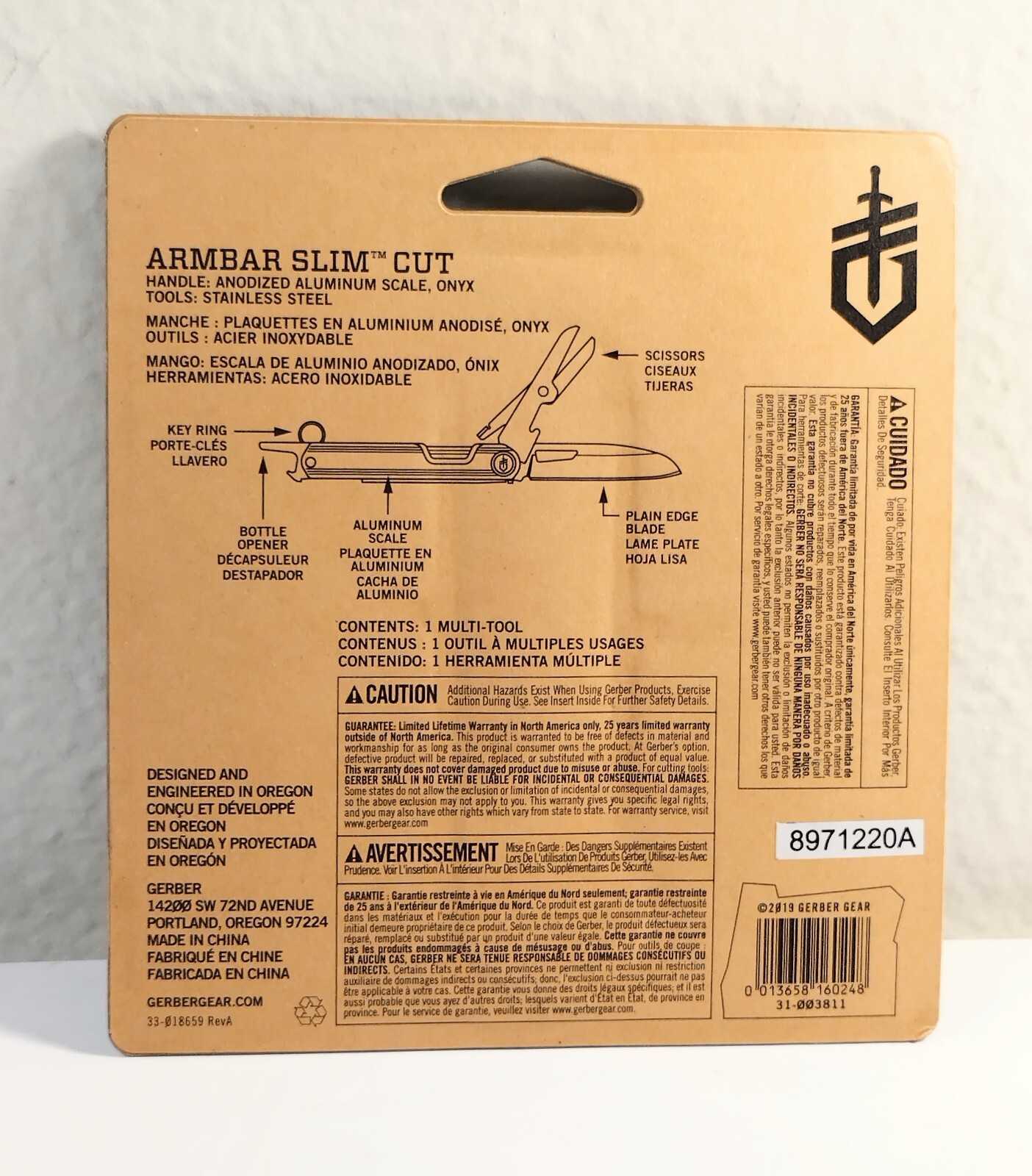 Gerber Armbar Slim Cut Multi-Tool Knife Color: Onyx