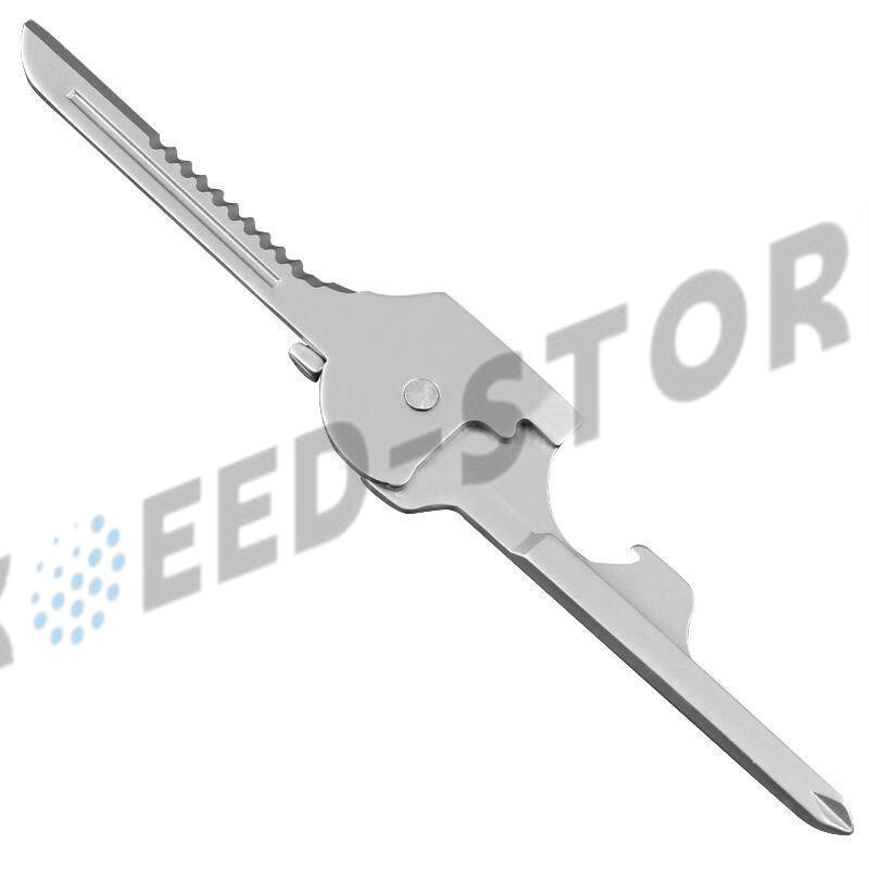 1PCS New 6-in-1 Utili Key Tool Keyring Keychain Multifunction Stainless Steel