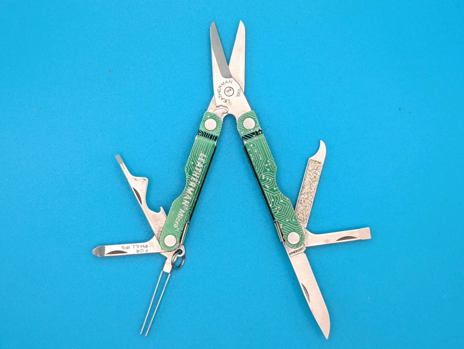 Custom Leatherman Micra Multi-Tool, Knife, Scissors, Key Ring! *A. PLISH*
