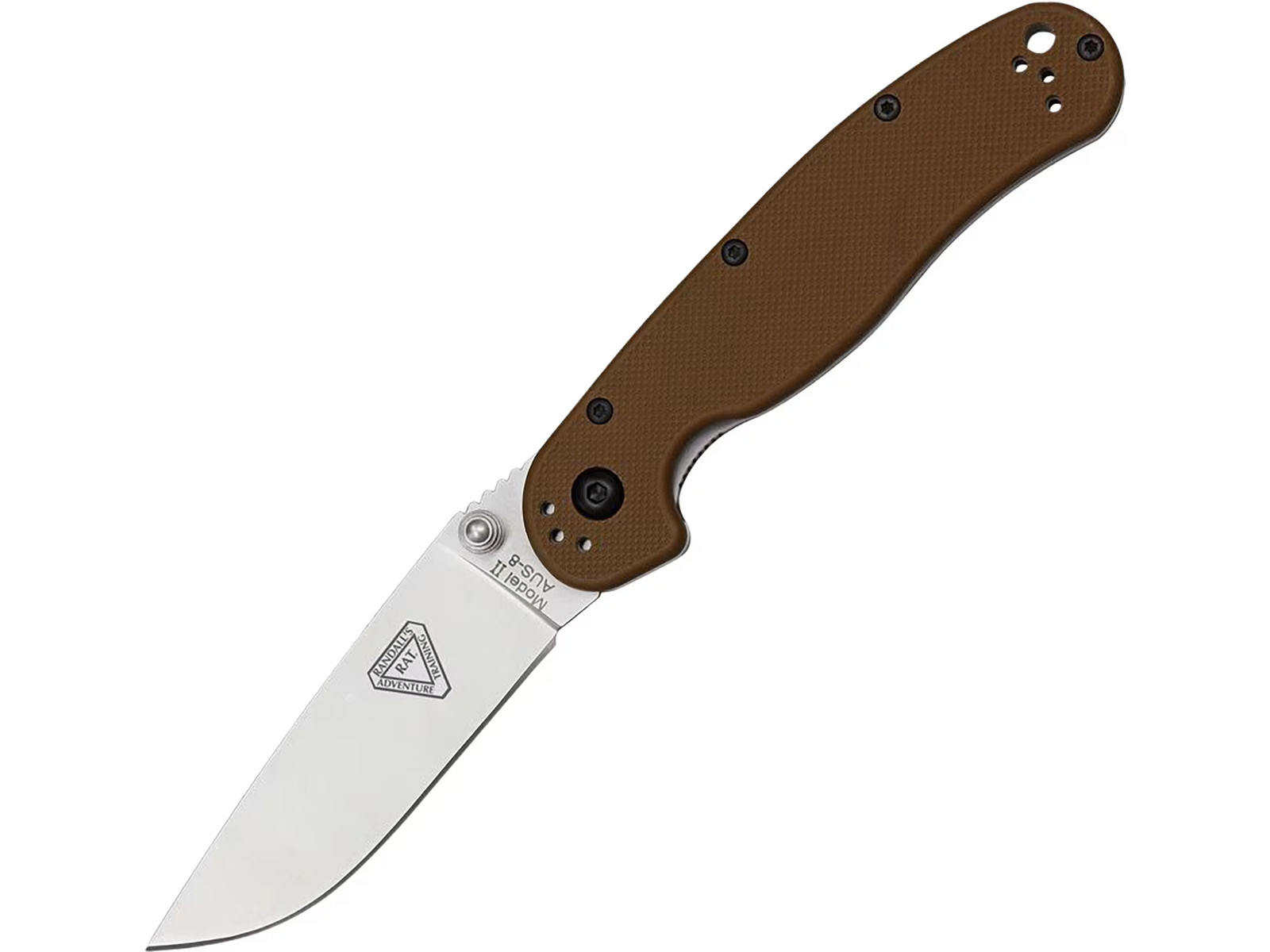 Ontario RAT 2 Pocket Knife 3″ Drop Point AUS-8 Satin Blade Nylon Handle Coyote