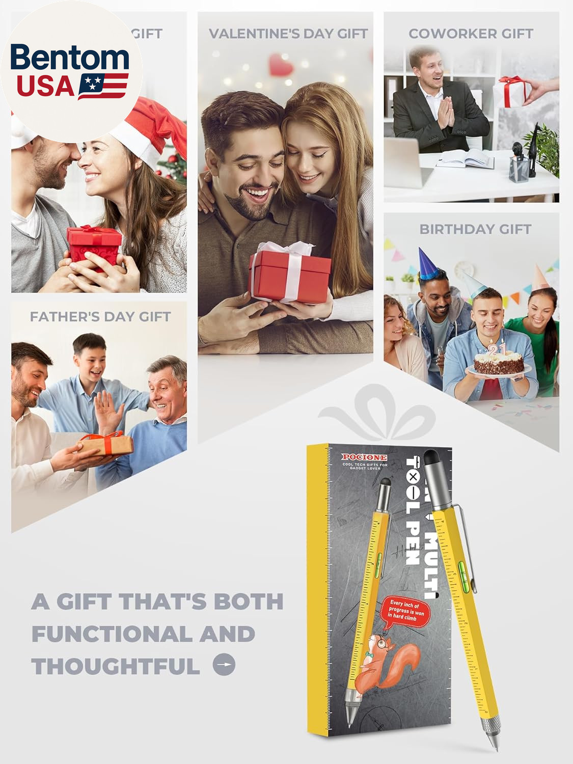Stocking Stuffers for Men Multitool Pen – Mens Gifts for Christmas Unique White
