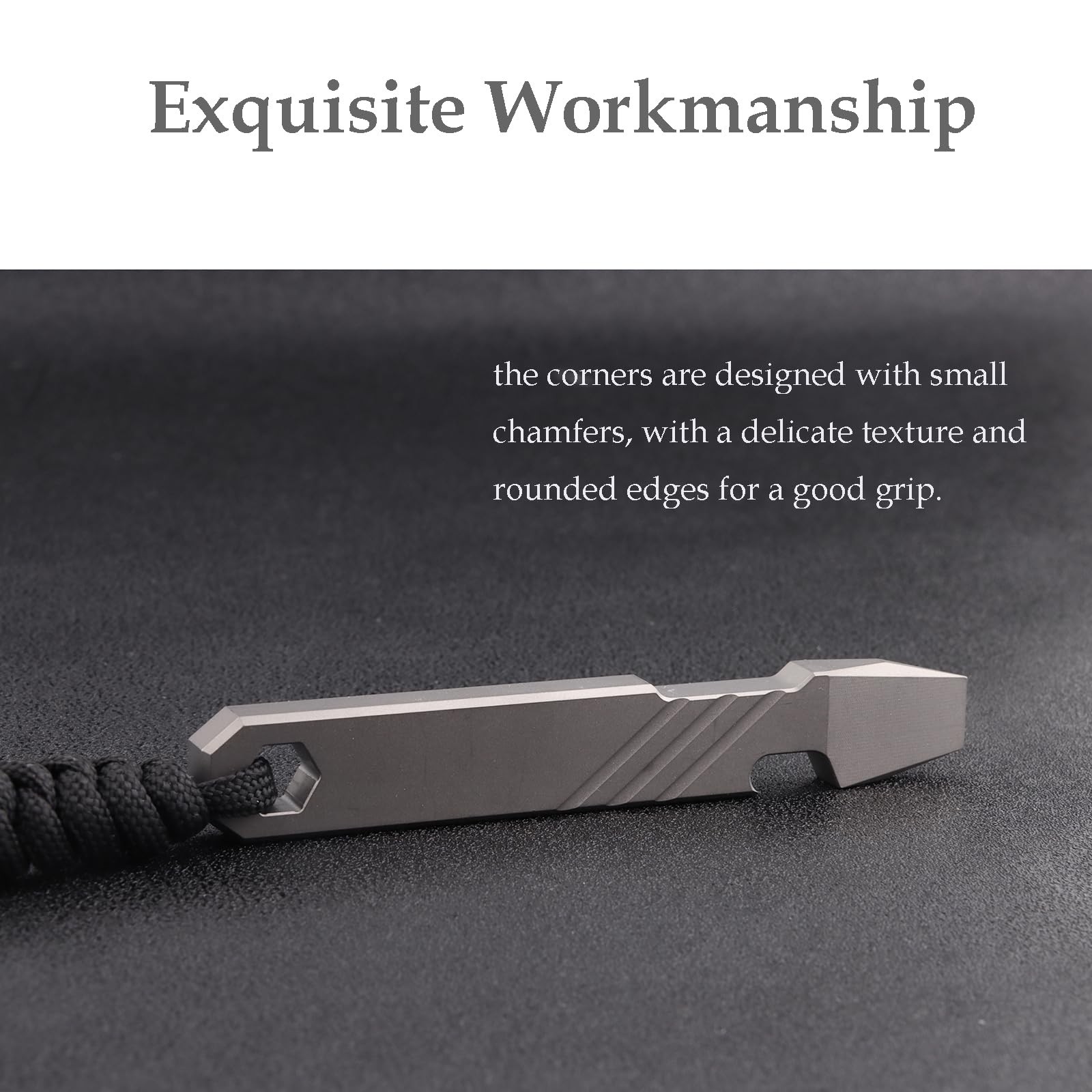 Titanium Pry Bar Bottle Opener Multi Tool 3.9″ Crowbar Wrench Lanyard Hole Mu…