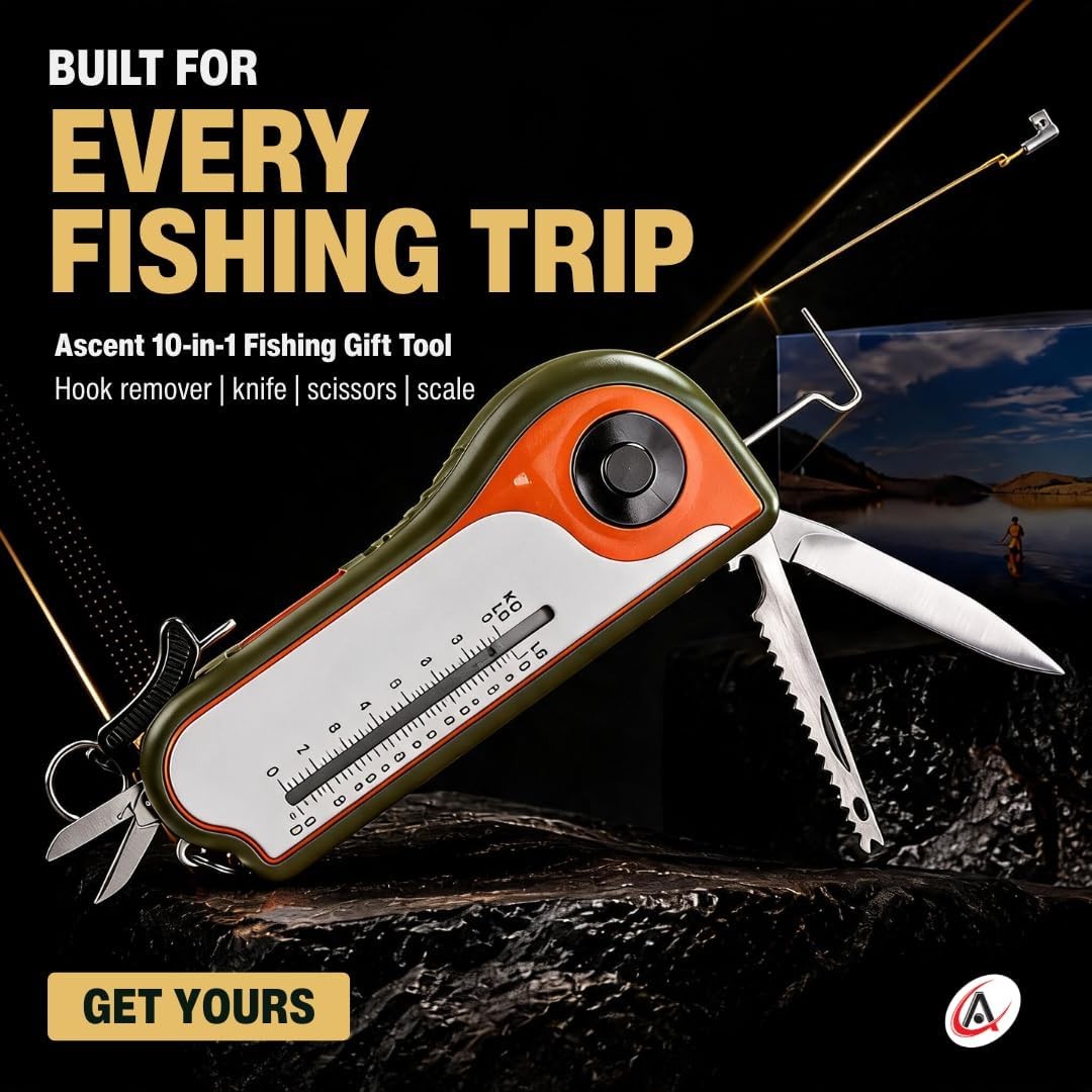 Fisherman Gift Tool Fishing Multitool Hook Remover Scale Scraper Tape Measure