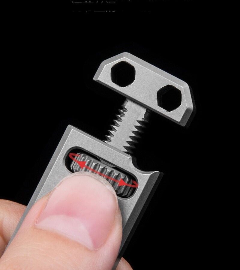 Mini Titanium Multi Tools Adjustable Wrench Pocket EDC Pry Bar Crowbar with Bits