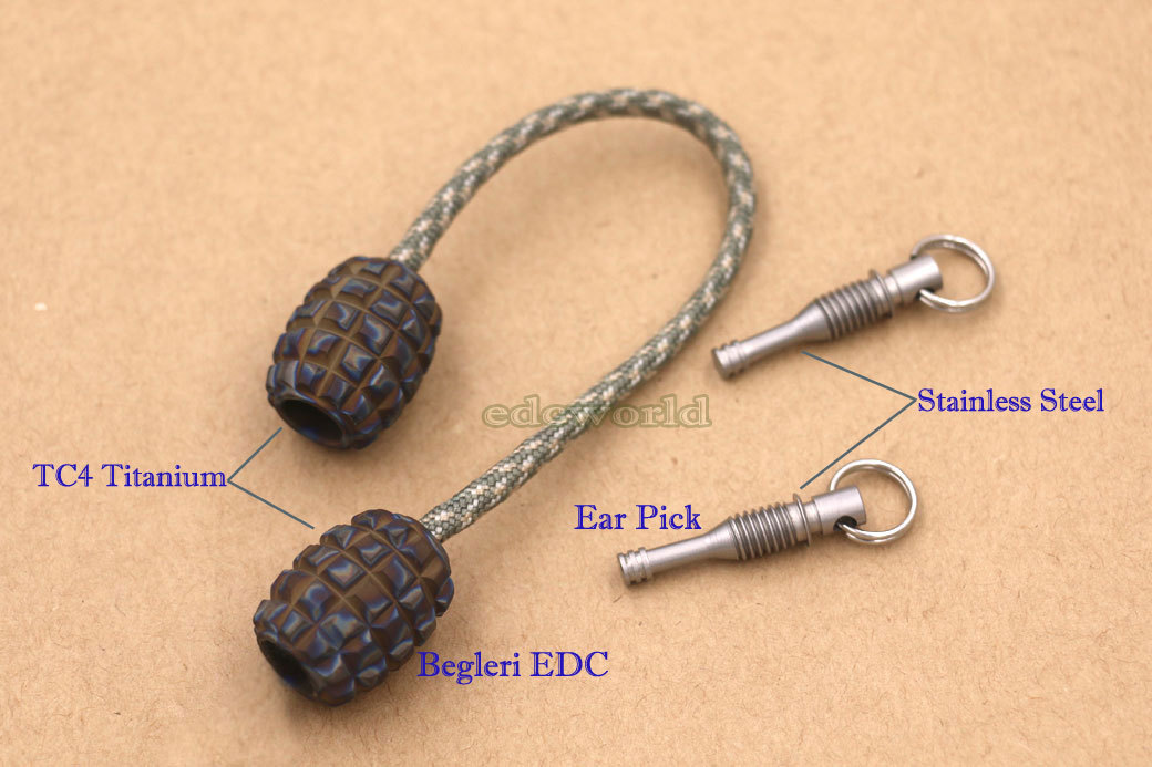 Titanium Alloy Parachute Cord Lanyard Knife Bead Key Chain Pendant DIY EDC Tool