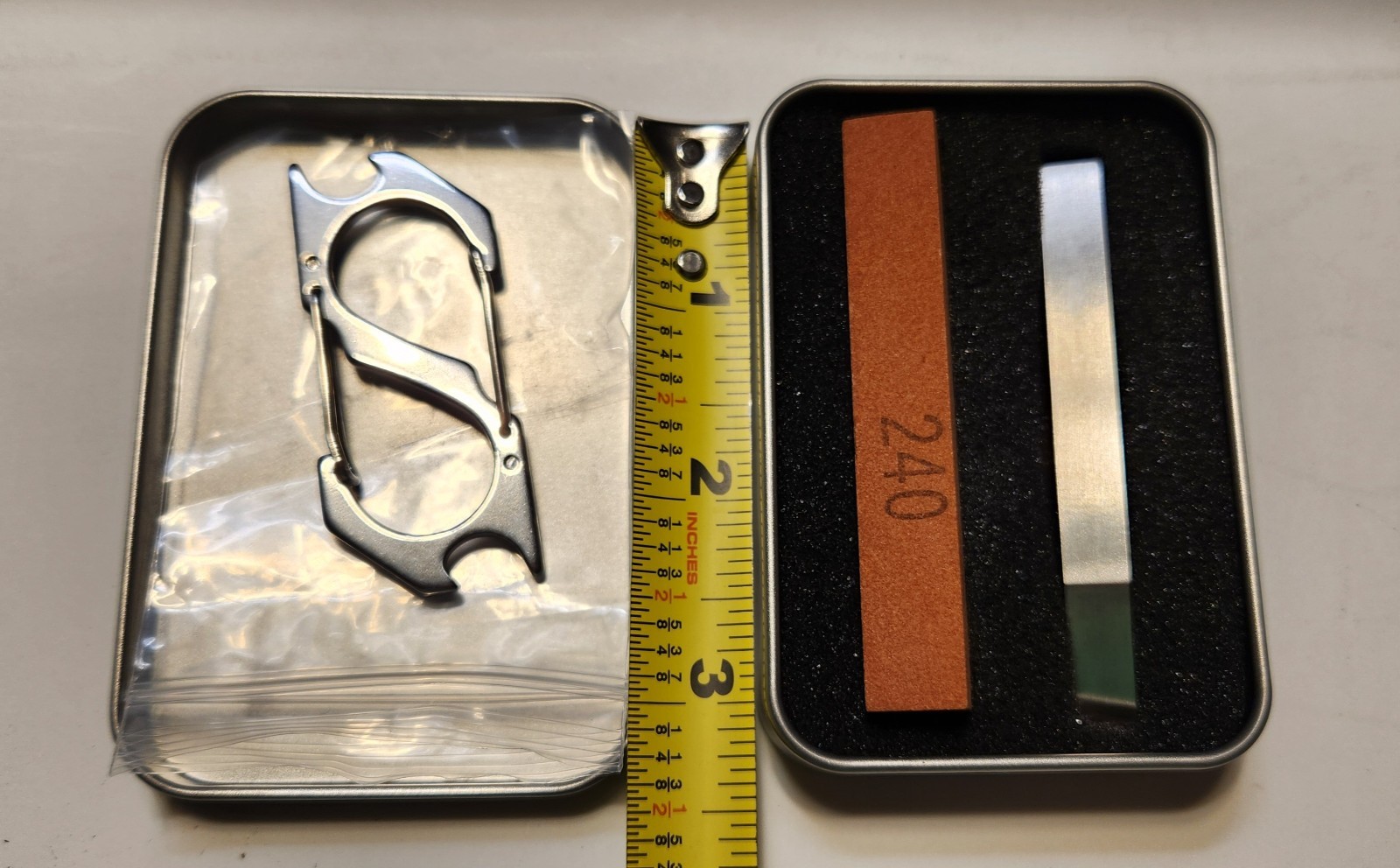 EDC set The Mighty Bar Prybar Keychain, Carabiner Clip, & Knife Sharpening Stone