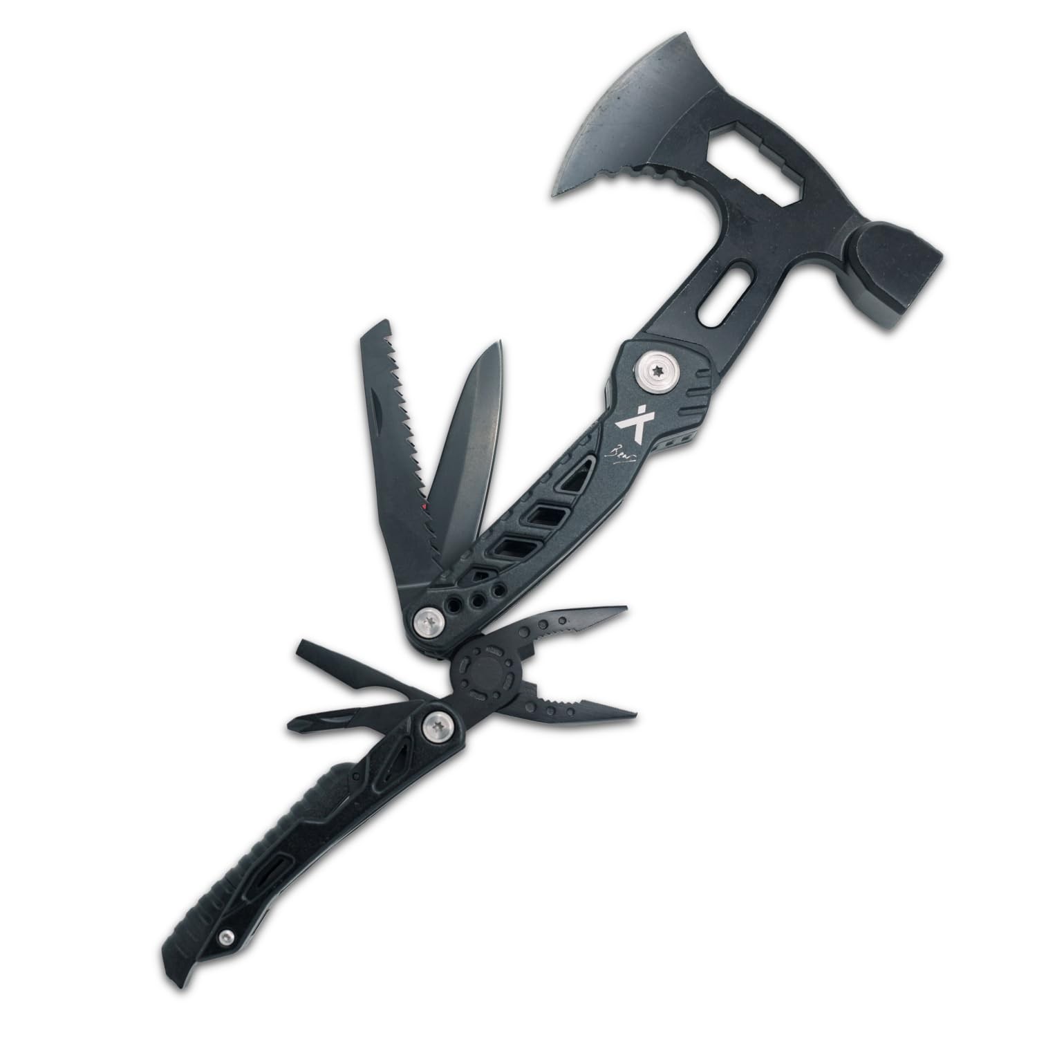Axe Multitool Hammer With Knife Bottle Opener Hatchet Nylon Sheath Saw Screwdriv