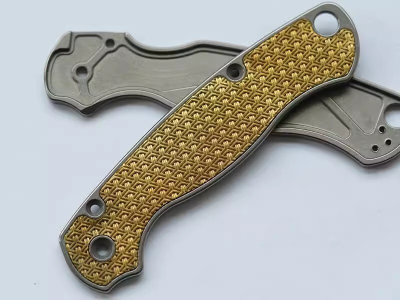 TC21 Inlaid Brass Nail Plate Handle Scales for Spyderco C81 Paramilitary 2 PM2