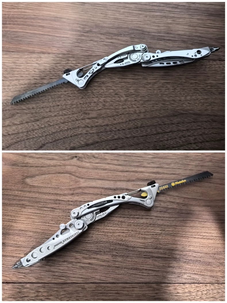 2-in-1 T-Shank Saw Holder & Hammer Tail Cap for Leatherman SKELETOOL – Stainless