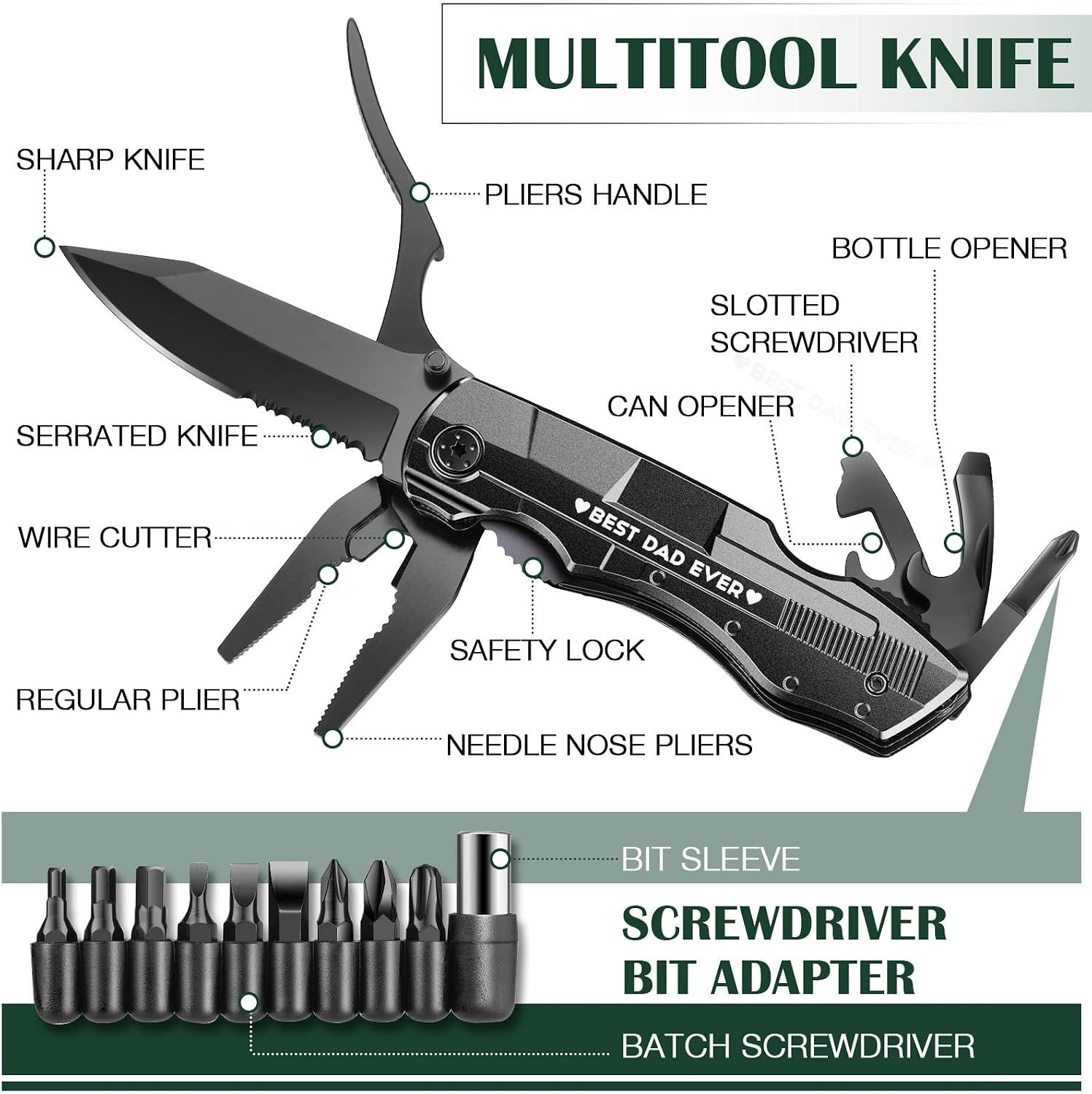 Eteh Multi Tool Pocket Knife For Climbing Camping Cycling Stainless Steel Black