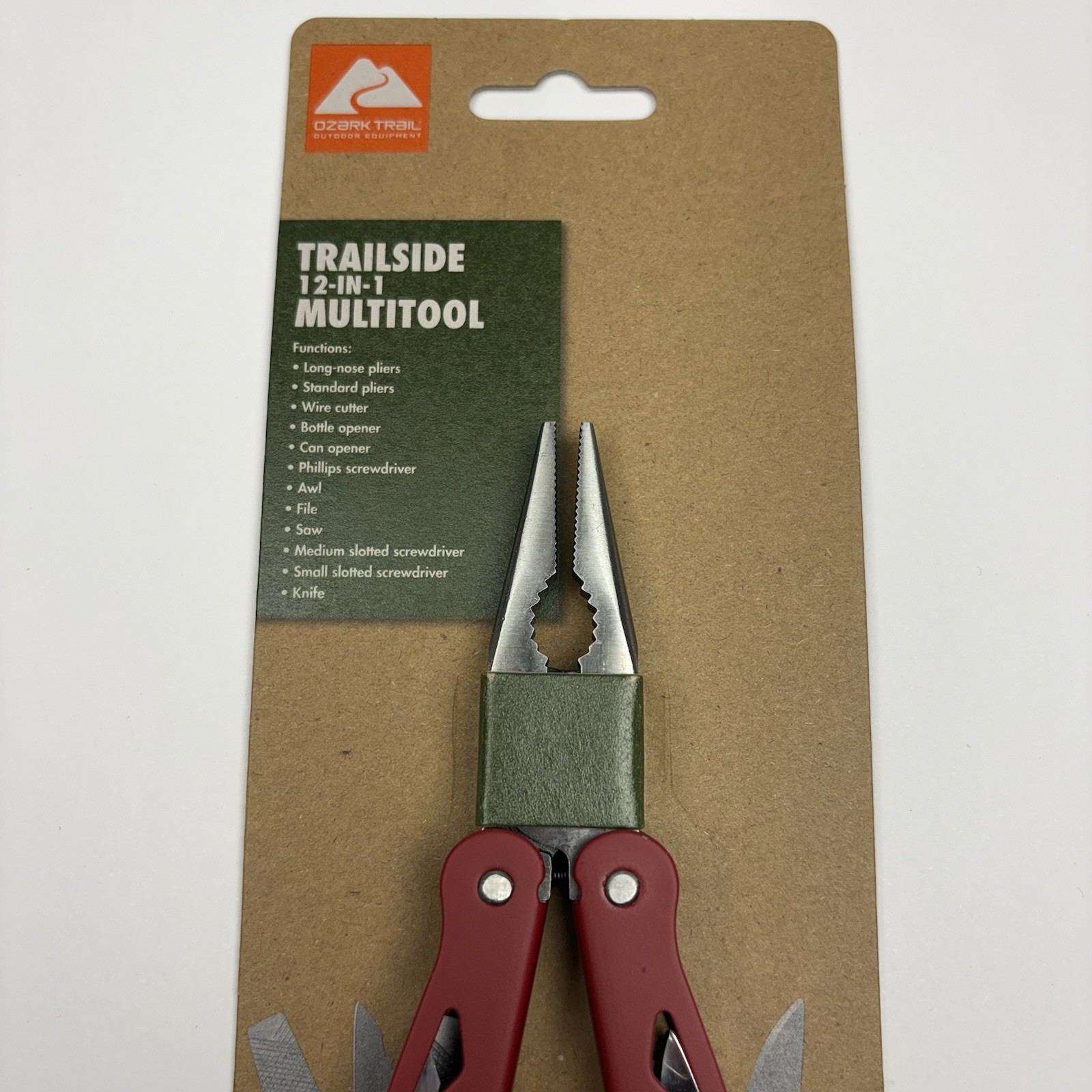 Ozark Trail 12-in-1 MultiTool Knife Trailside Red Camping Multi Tool 6121