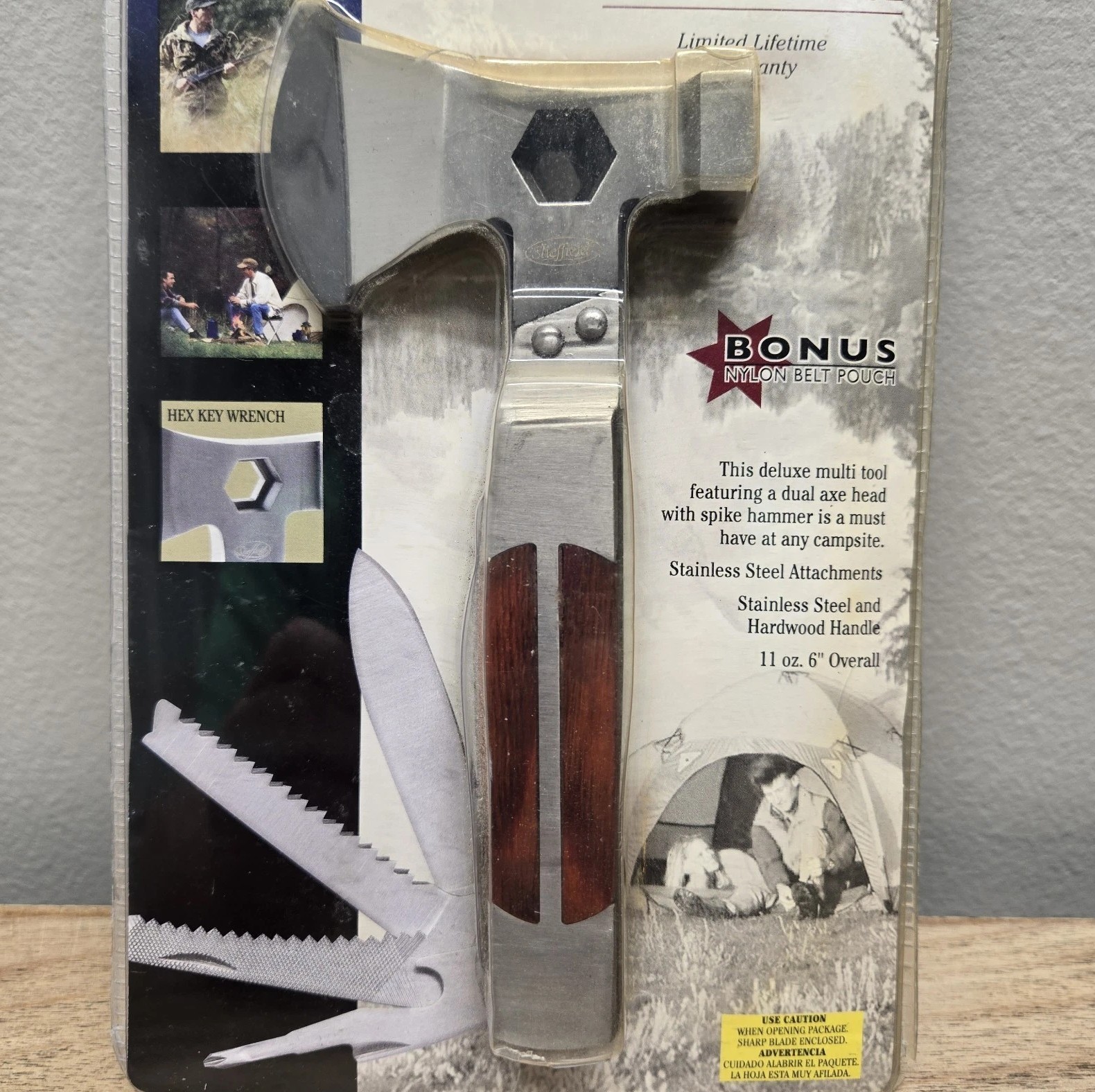 Sheffield Multi Tool Camper 12-In-1 Axe Hammer Saw Screwdriver Blade Scaler NEW