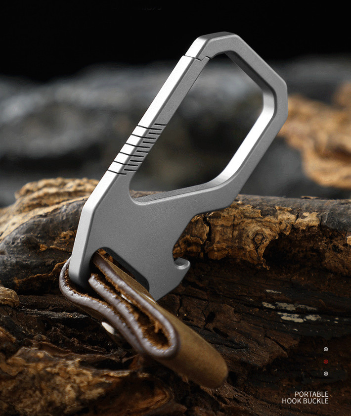 Titanium Alloy + Leather Keychain with Bottle Opener Car Key Pendant EDC Tool