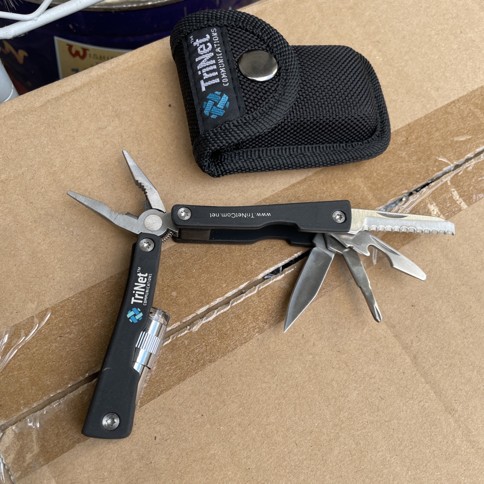 Compact Pliers 7 Multi Tool Flash Light Knife advertising with nylon pouch New
