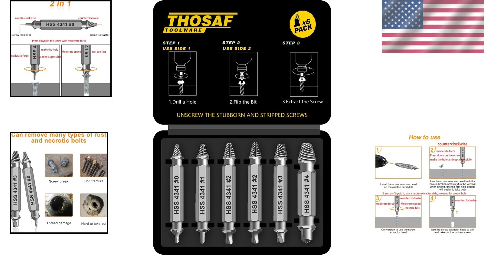 Durable Tungsten Carbide Screw Extractor Kit – Essential Gifts for Men