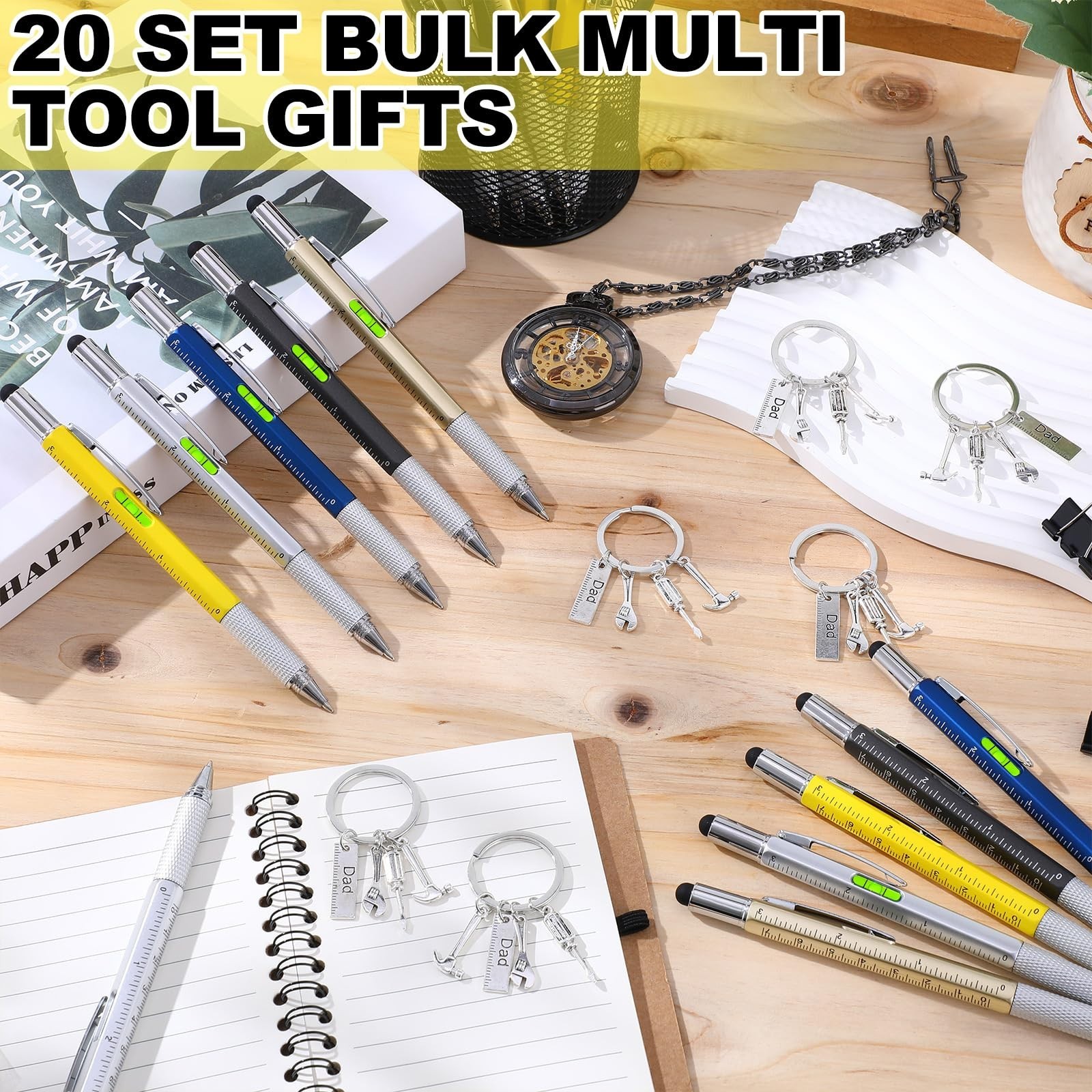 40 Pcs Multi Tool Gifts for Men – 6 in 1 Screwdriver Pen, Keychain, EDC Gadgets