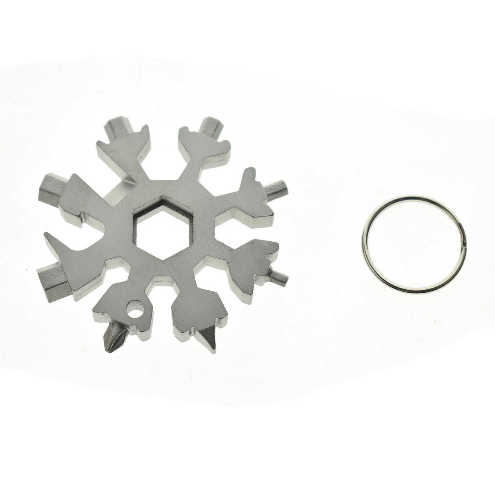 18-in-1 Stainless Steel Snowflake Keychain Multi-Tool Screwdriver Bottle Opener