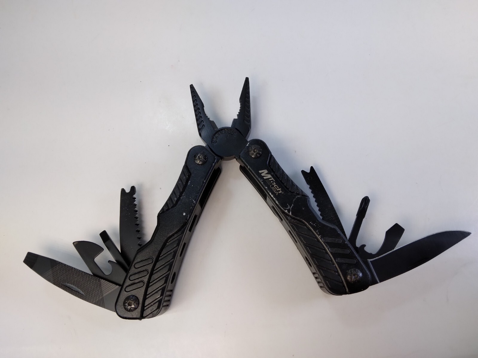 MTech 6″ Black Multi-Tool Needle Nose Pliers Cutters Plus Eight Tools Stainless