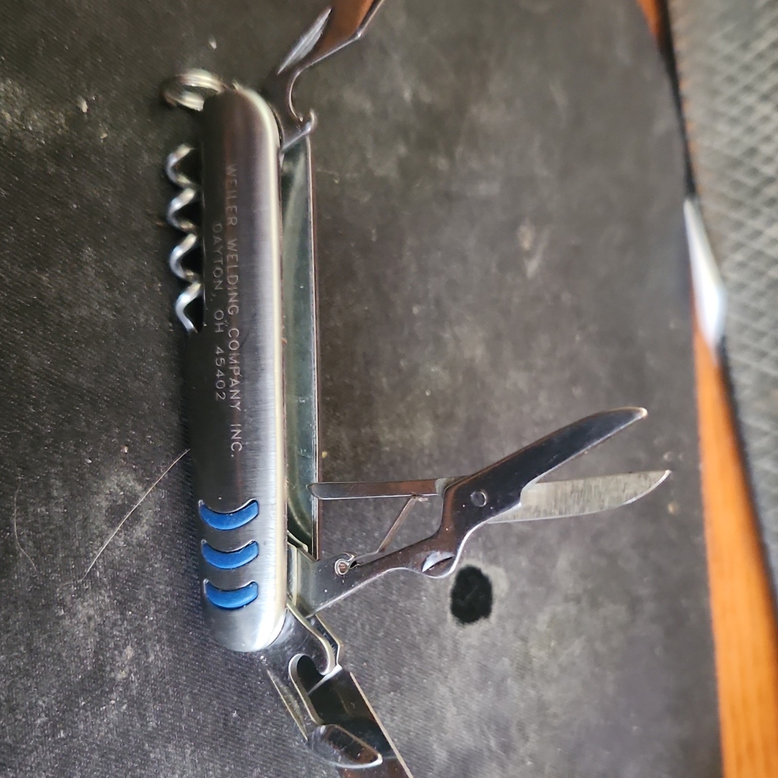 Stainless Steel 7-in-1 Multi-Tool Knife Scissors Corkscrew Blue 2in Blade