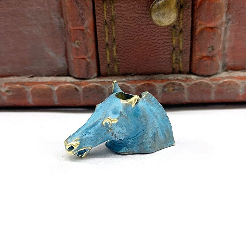 Brass Zodiac Horse Head Keychain Pendant Umbrella Rope Knife Bead EDC Pendant