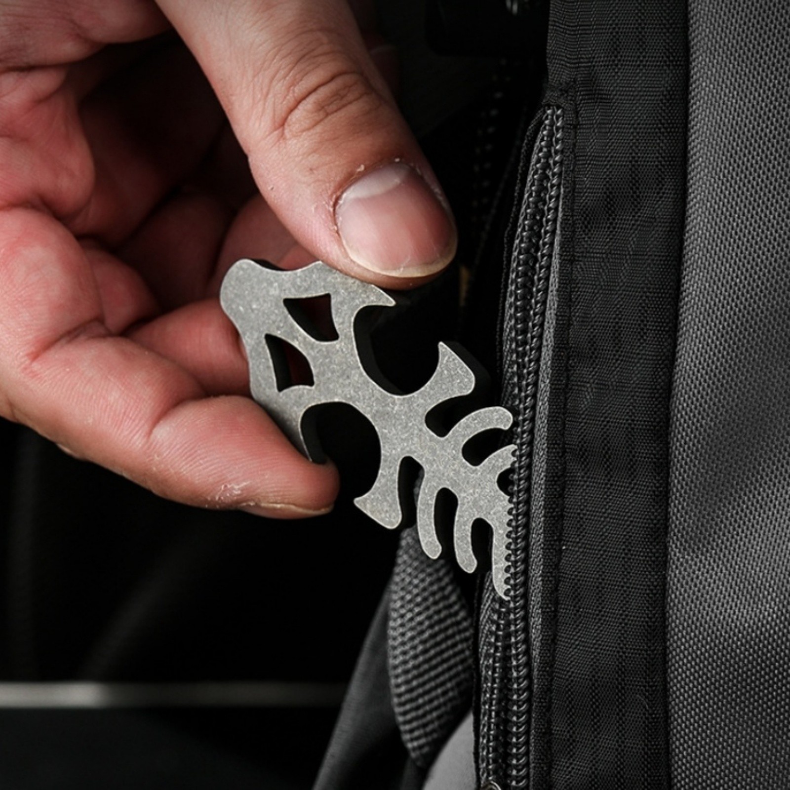 Titanium Alloy EDC Multi-Tool Fishbone Shape Bottle Opener Wrench Pry Bar