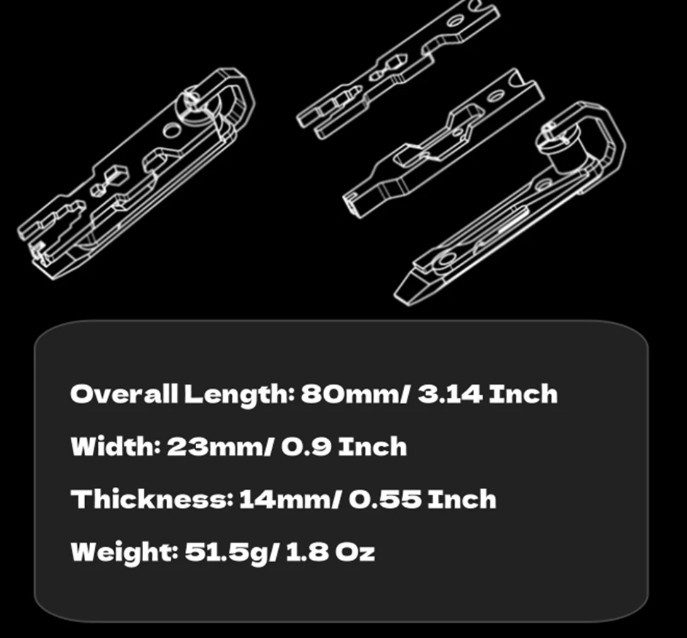 Titanium Alloy EDC Multi Tool Pry Bar Screwdriver Bottle Opener Key Ring Camping